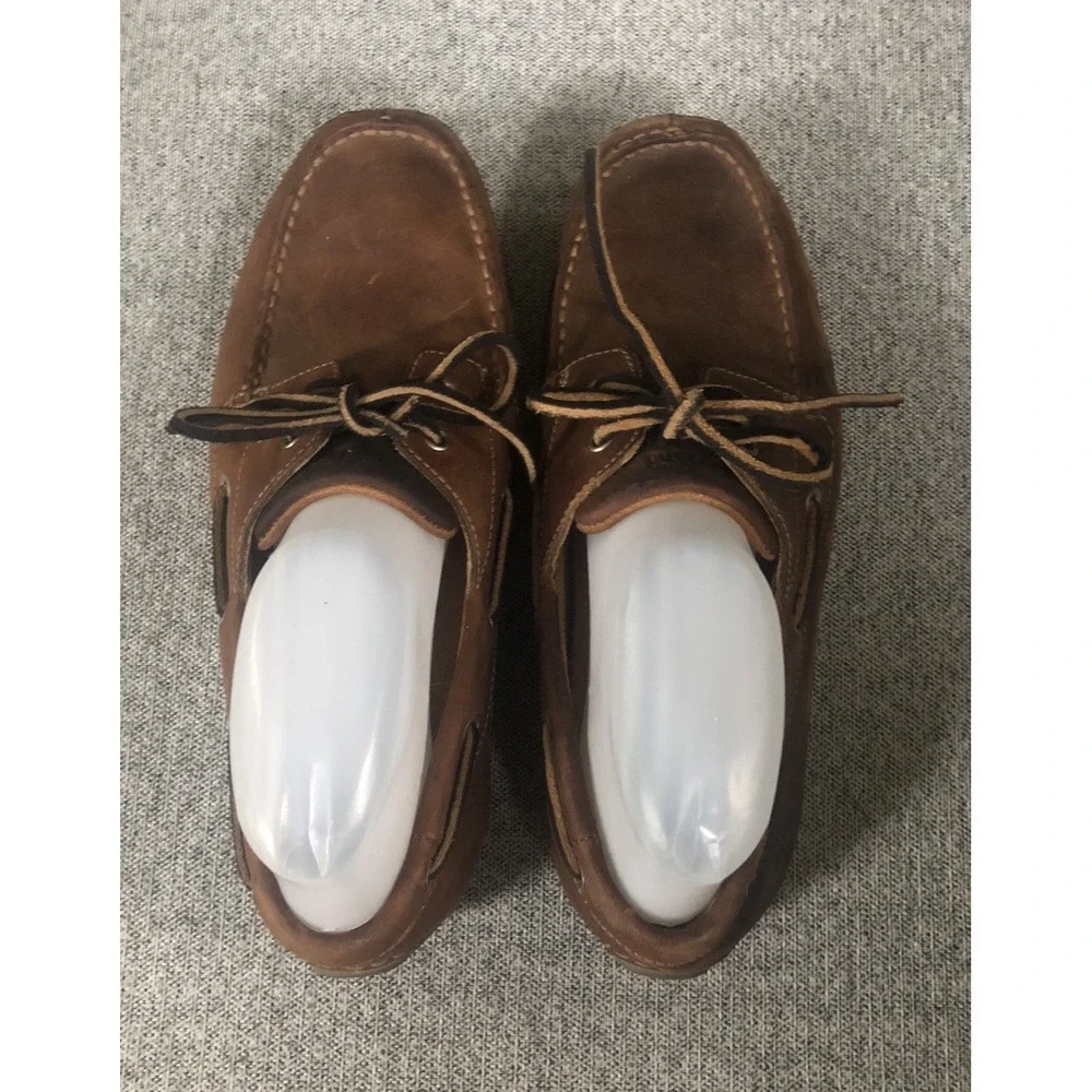 Timberland Classic Leather Boat Shoes Brown 2-Eye Deck Loafers 74017 Men's 8.5 M